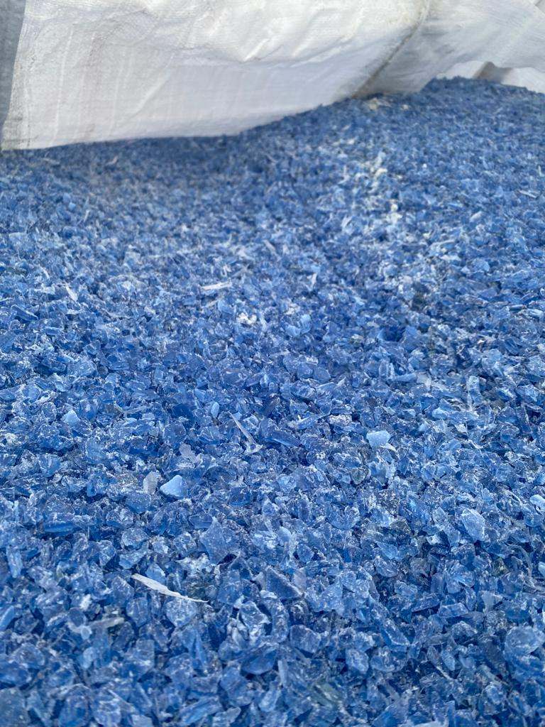 PET Preform Light Blue Regrind Post Industrial